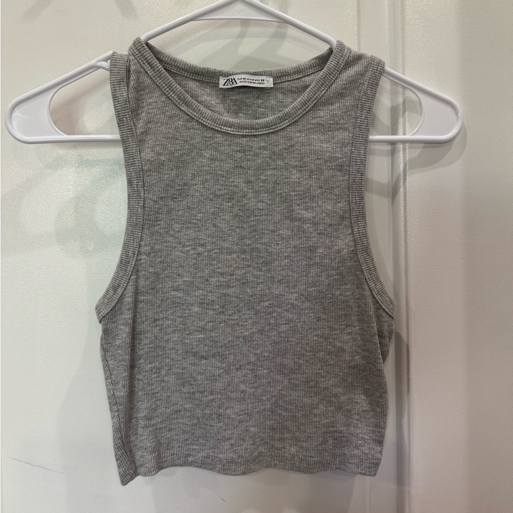 Zara Heather Gray Cropped Tank Top
